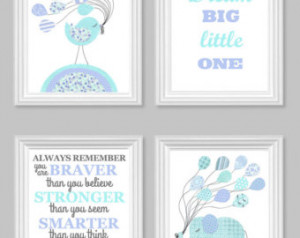 ... Bird Dream Big Little One Always Remember Pooh Quote Set of 4 Prints