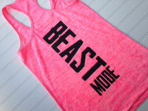 ... printed tank. Racerback burnout. Beast Mode. Beast Tank Top