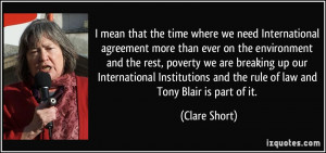... International Institutions and the rule of law and Tony Blair is part