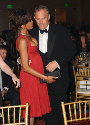 Whitney and her Bodyguard costar Kevin Costner hung out in 2008.