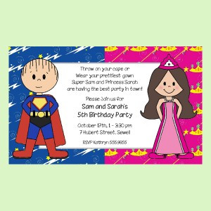Adorable Superhero - Princess Twin Invite from Practically Darling ...