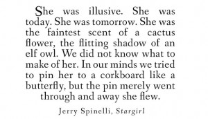 Stargirl by Jerry Spinelli She was elusive. She was today....
