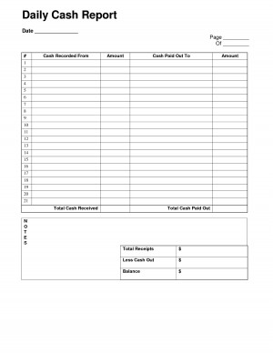daily cash balance sheet template