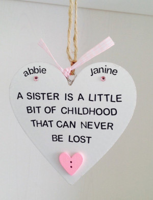 Personalised Sister Quote Heart Hanging Plaque - Sister Gifts - Sister ...