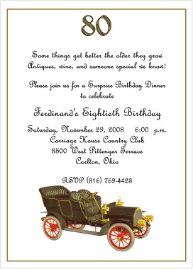 ... http://www.tinytidings.com/antique_car_80th_birthday_invitation.html