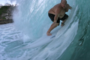 Funny Fat Man Surfing