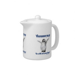 Happiness Quote Penguin Inspirational Teapots