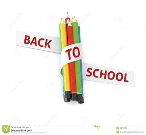 Welcome back to school quote embroidered on white ribbon on colorful ...