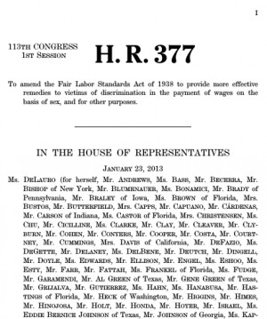 377 (113 th ): Paycheck Fairness Act