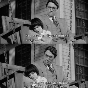 Atticus Finch with daughter, Scout (Gregory Peck and Mary Bedham), in ...