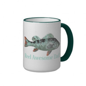 Fun Reel Awesome Dad Quote & Fish Perch Teal color Mug