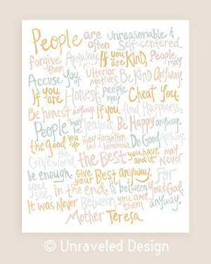 11x14in Mother Teresa Quote Illustration Print. by unraveleddesign