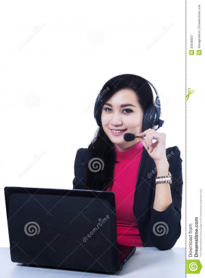 support operator with headset and smiling - isolated on white HD ...