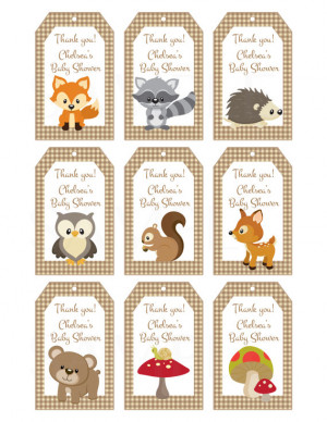 Woodland Friends Forest Animals Theme Baby Shower Favor Tags ...