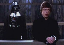 Luke Skywalker confronts his father on the Forest Moon of Endor