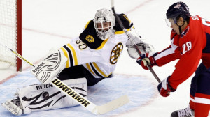 Boston Bruins goalie Tim Thomas (30), shown in this file photo, has ...