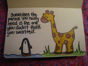 animal, cute, cute quote, giraffe, penguin, quote, sweer