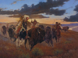 Native American - The Buffalo Hunt (Drawing & Painting)
