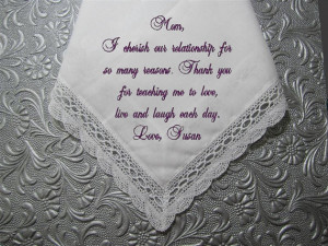 Bride's Love to Her Mother on Your Wedding Day, Unique Keepsake ...