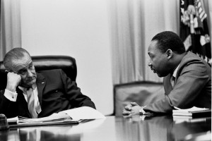 image caption: President Lyndon B. Johnson worked with Martin Luther ...