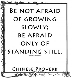 Be not afraid of growing slowly, be afraid only of standing still ...
