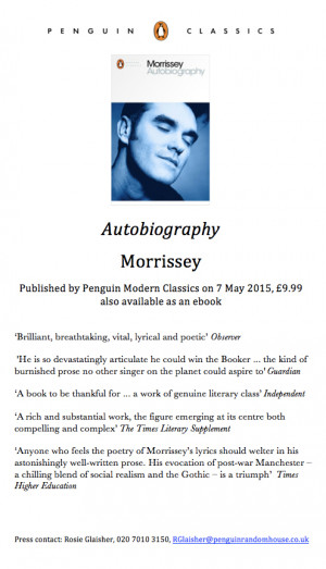 Morrissey's Autobiography published in third edition (UK) | True ...