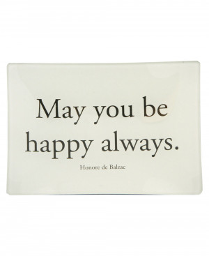 Inspirational Glass Trinket Tray with Honore de Balzac Quote