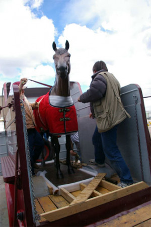 Seabiscuit statue at the National Museum of Racing and