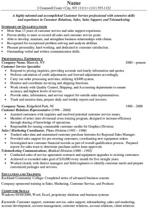 resume summary examples for customer service