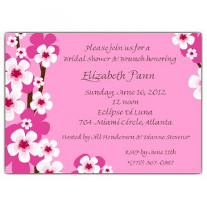 Cherry Blossoms Pink Bridal Shower Invitations PaperStyle