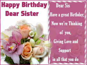 Dear Sis Have A Great Brithday, Now We”re Thinking Of You, Giving ...