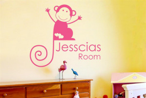 Personalised-Monkey-Girls-Room-Sign-Wall-Stickers-Wall-Decals-Wall-Art ...