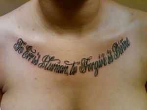 Quote Tattoo On Man Chest