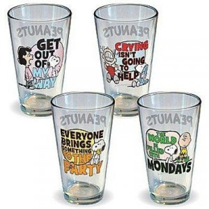 Peanuts Quotes Drinking Glasses Set of 4