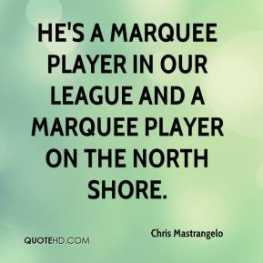 Chris Mastrangelo - He's a marquee player in our league and a marquee ...