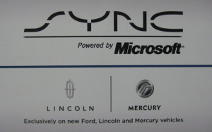 SYNC sign decal at the 2008 Ft. Lauderdale International Auto Show.