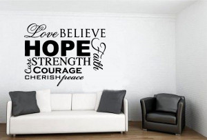 Love Hope Believe Faith Peace Decal Wall Sticker Art Vinyl Decor Quote ...