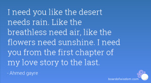 need you like the desert needs rain. Like the breathless need air ...