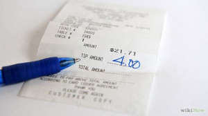 restaurant receipt with tip