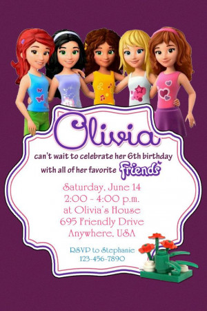 Lego Friends Birthday Party Invitations