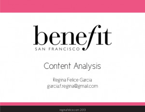 Benefit Cosmetics - Content Analysis