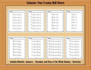 Months of the Year Tracing Sheets
