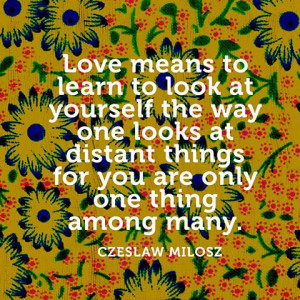 Love means to learn to look at yourself / The way one looks at ...
