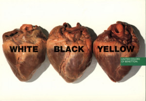 White, black and yellow hearts