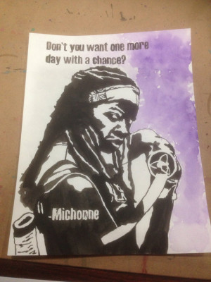 Michonne The Walking Dead 9x12 Quote Watercolor Original