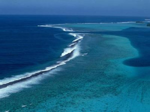 Aerial view of ocean and sandbars