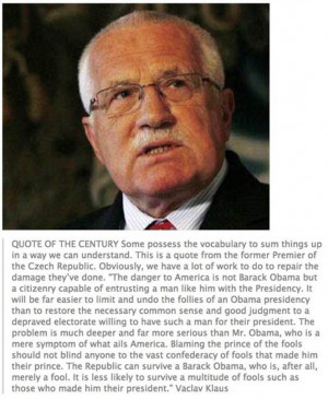 QUOTE OF THE CENTURY BY VACLAV KLAUS