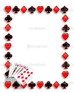 Playing Cards poker border royal flush - Stock Image