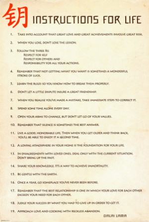 Instructions for Life, HH Dalai LamaPoster