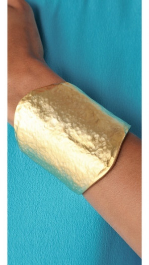 Kenneth Jay Lane Satin Gold Hammered Cuff